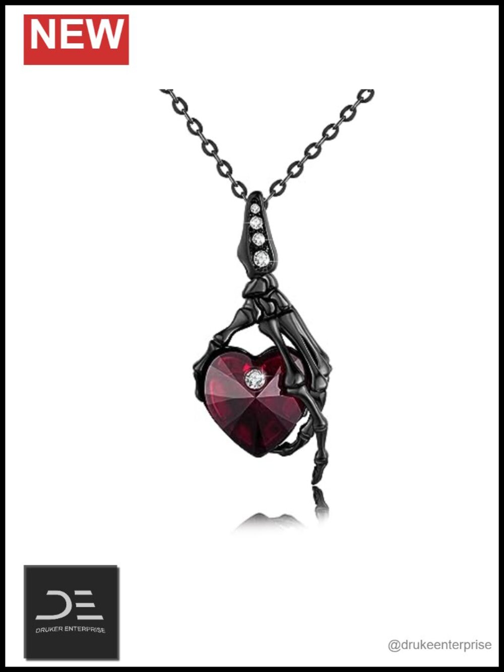 Sterling Silver Skull Hand Pendant Necklace Gothic Punk Jewelry Gift